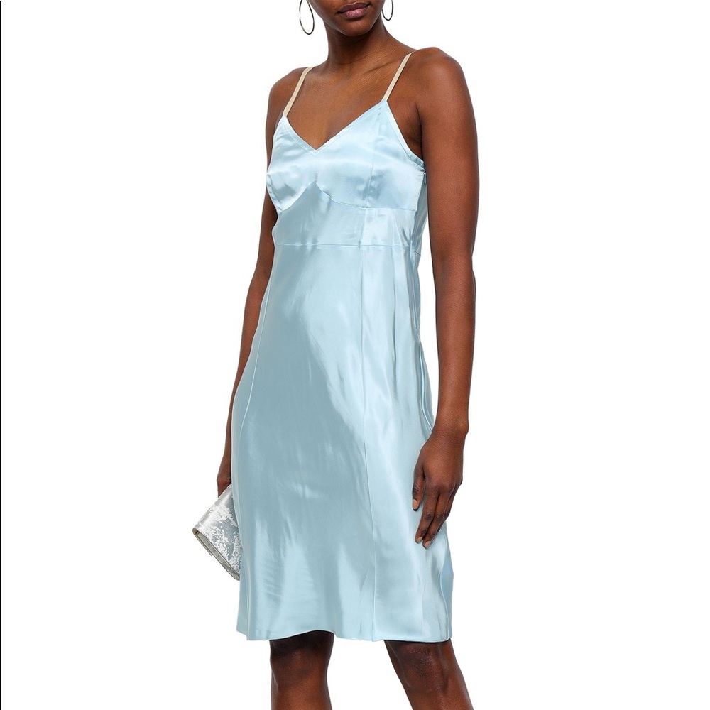 Helmut Lang Blue Silk Cami Slip Dress